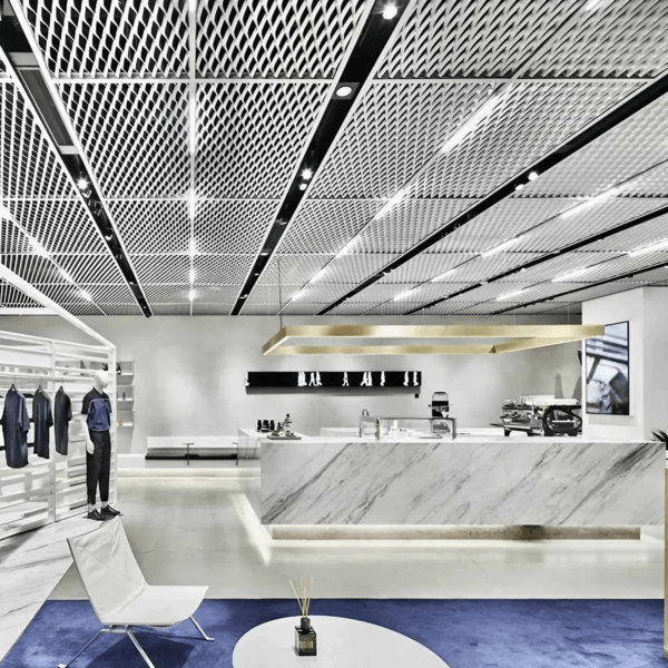 Aluminum Expanded Metal Mesh Ceiling Panels Custom Fbrication