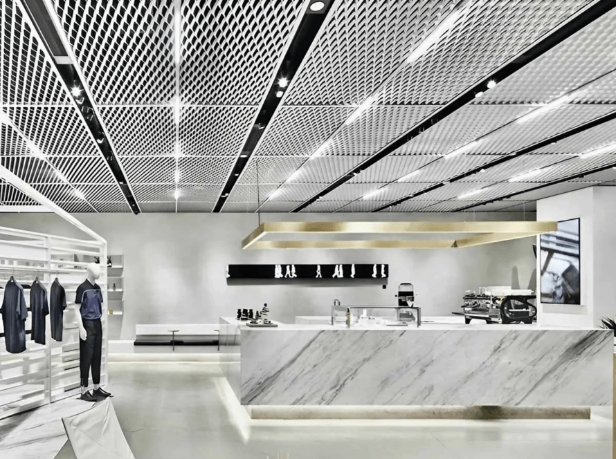Aluminum Expanded Metal Mesh Ceiling Panels Custom Fbrication