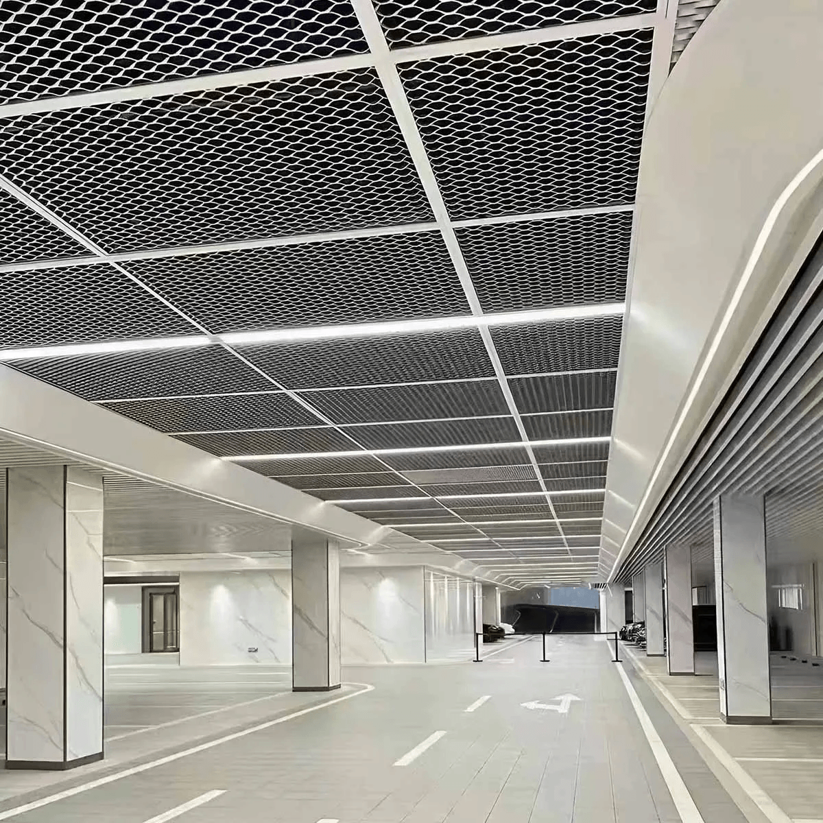 Aluminum Expanded Metal Mesh Ceiling Panels Custom Fbrication