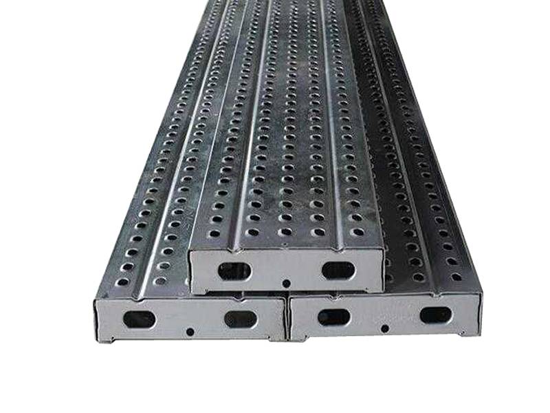 Steel scaffold planks with pin hole