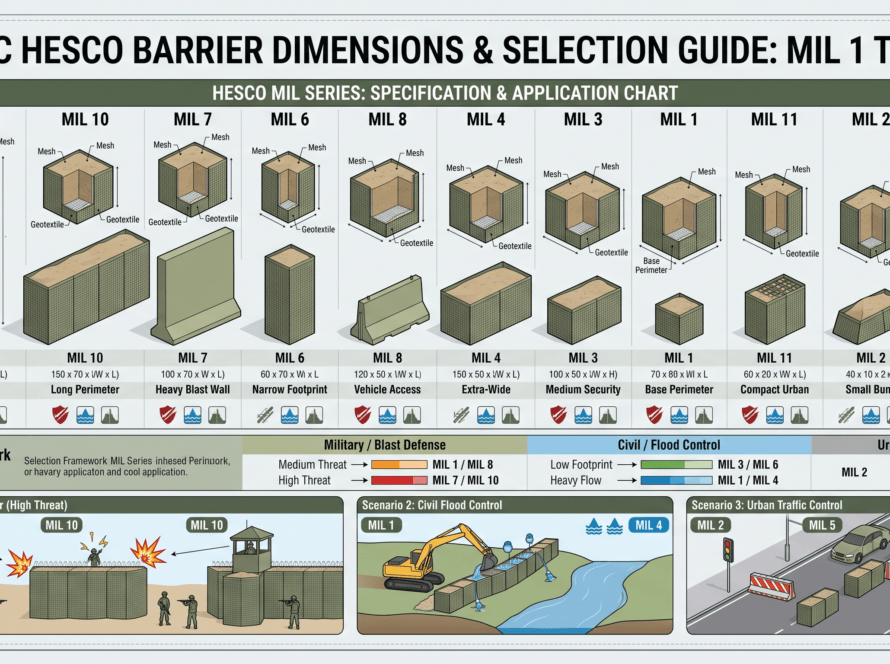 MIL Spec Hesco Barrier Unit for Perimeter Protection (MIL 1 to MIL 19 Guide)