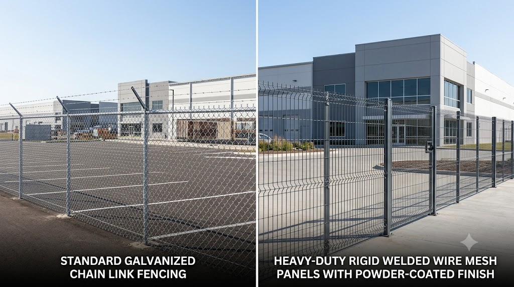 Standard Galvanized Chain Link Fencing VS Heavy Duty Welded Wire Mesh Panel Powder Coated Fence